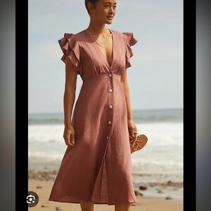Charlie Holiday - Anthropologie. Elegant Button-Down Ruffle Dress